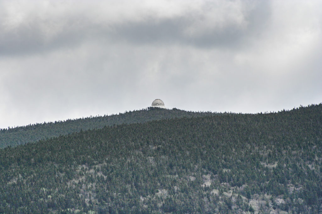 Mont Megantic Observatory in the distance. 
 Sentier des Escarpments 